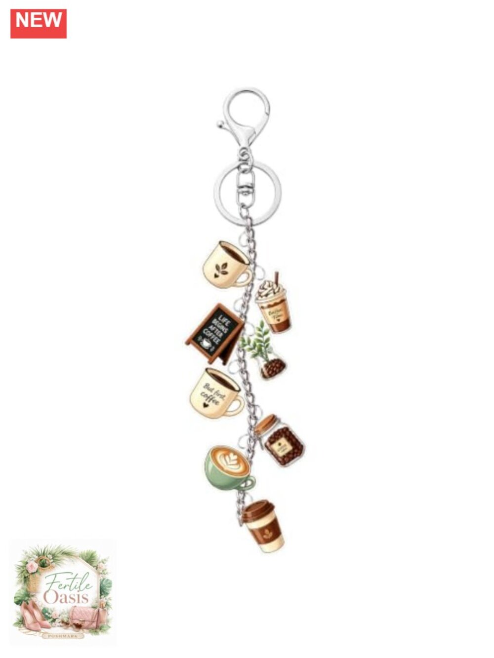 Acrylic Coffee Keychain Set of 8 Cute Barista Bag Charms
